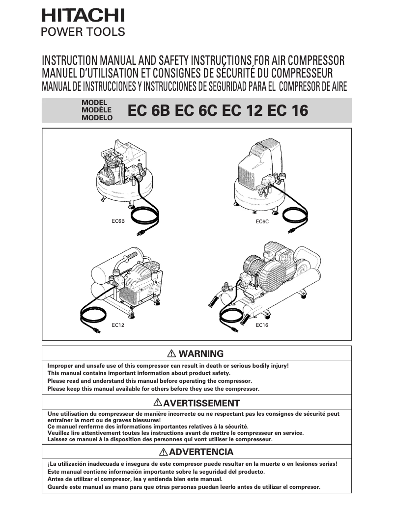 Page 1 of the manual User Manual Hitachi EC 6B