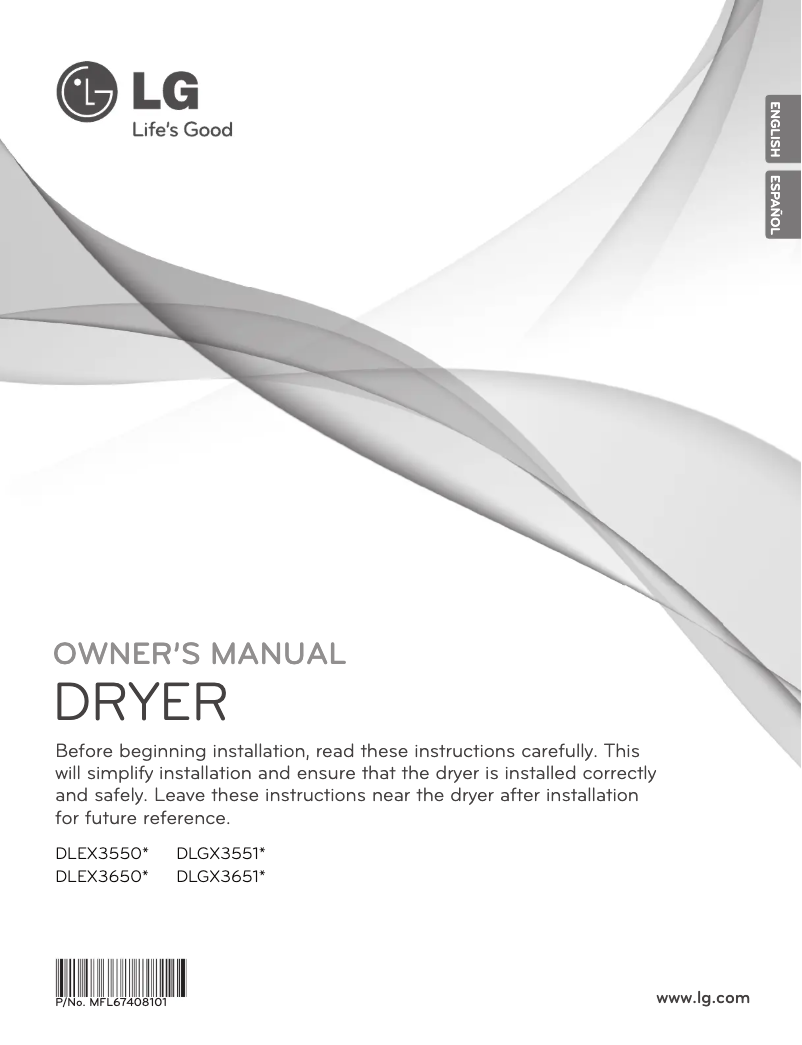 Page 1 of the manual User Manual LG DLGX3551V