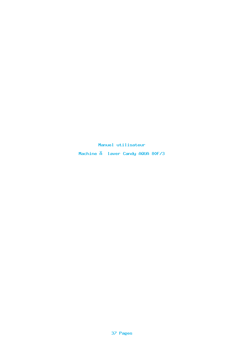 Page 1 de la notice Manuel utilisateur Candy AQUA 80F/3