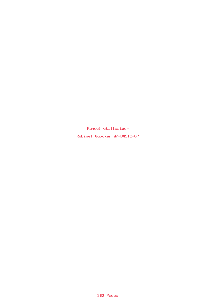 Page 1 de la notice Manuel utilisateur Quooker Q7-BASIC-GP
