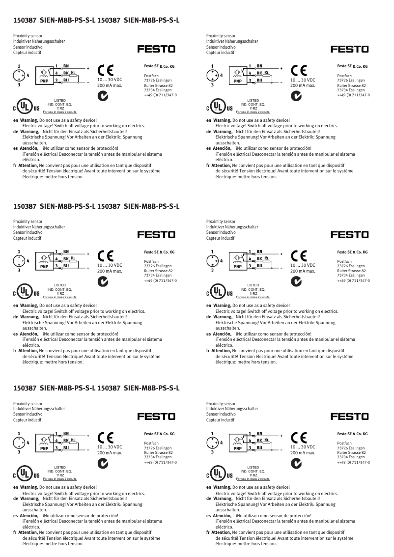 Page 1 de la notice Manuel utilisateur Festo SIEN-M8B-PS-S-L