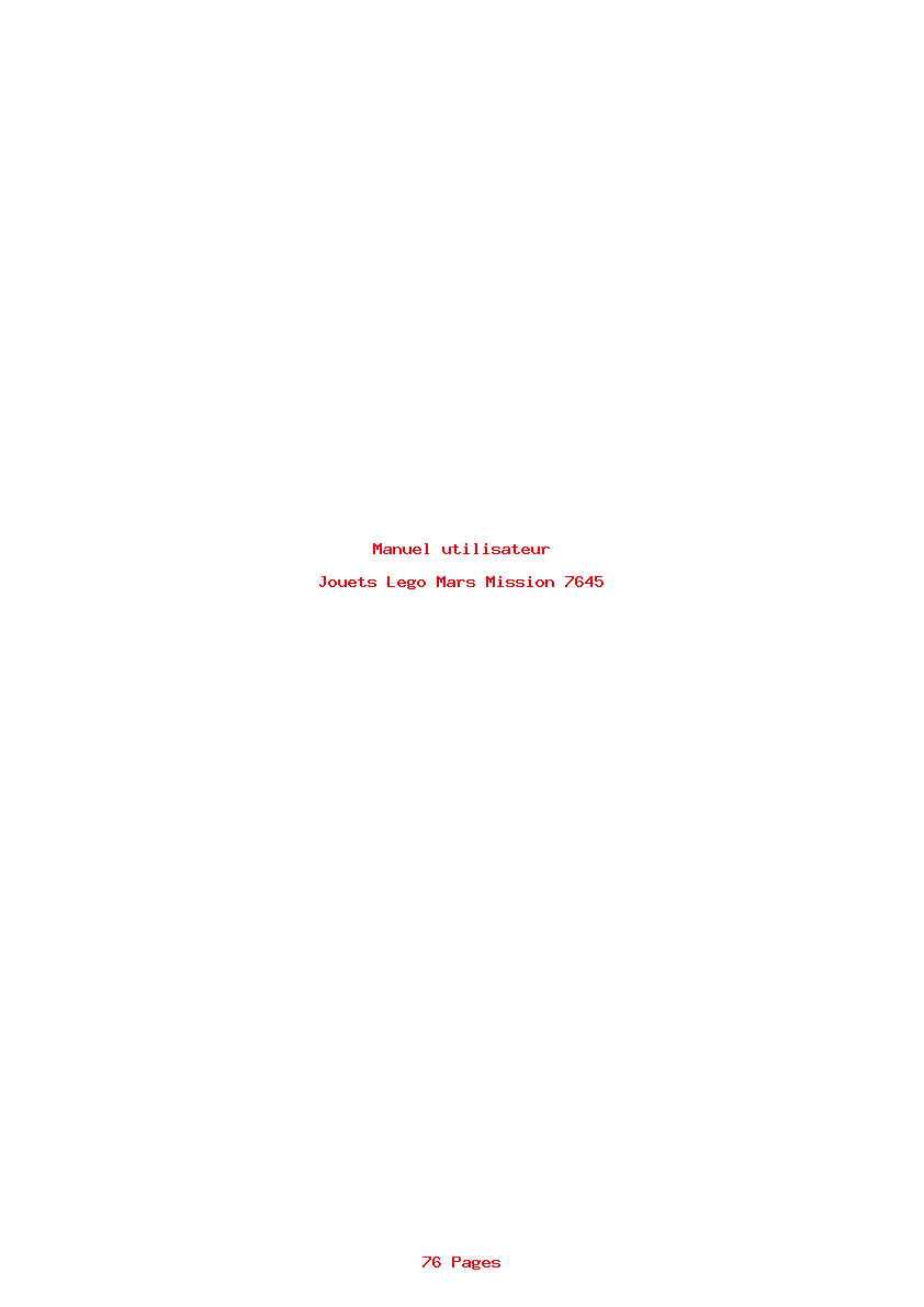 Page 1 de la notice Manuel utilisateur Lego Mars Mission 7645