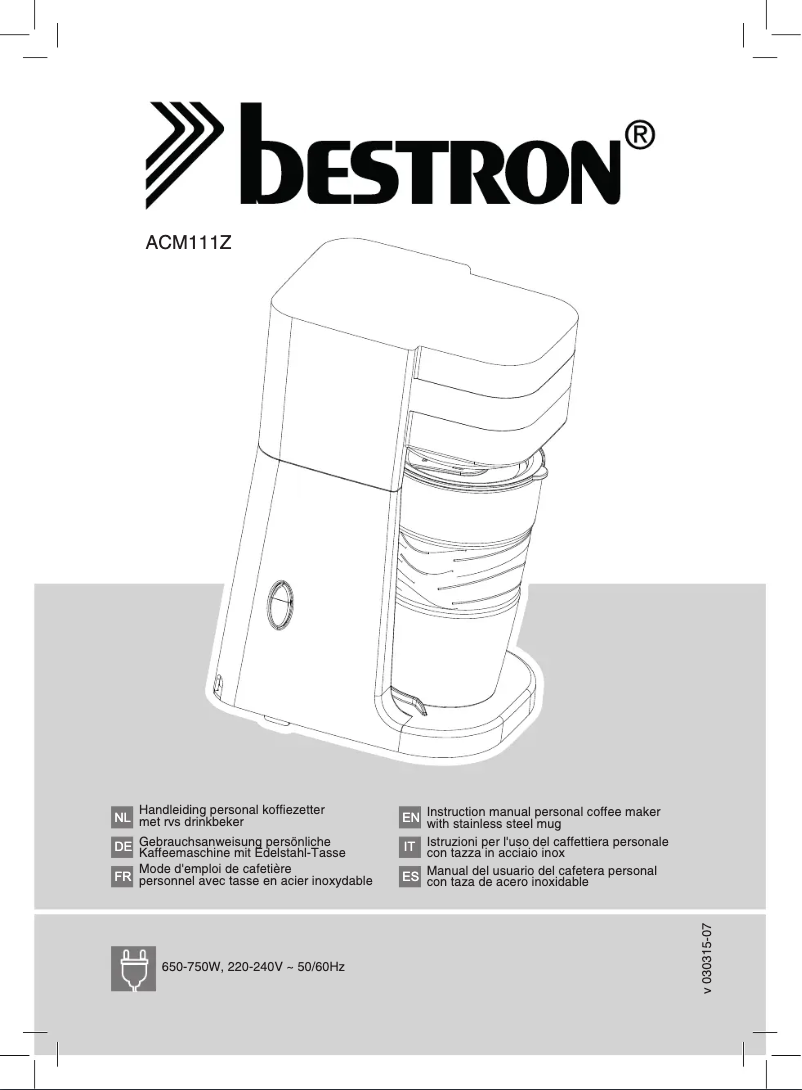 Page 1 de la notice Mode d'emploi Bestron ACM111Z