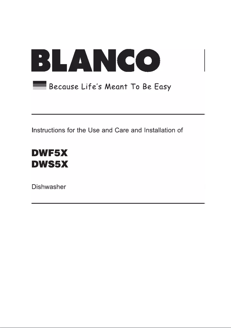 Page 1 de la notice Manuel utilisateur BLANCO DWF5X