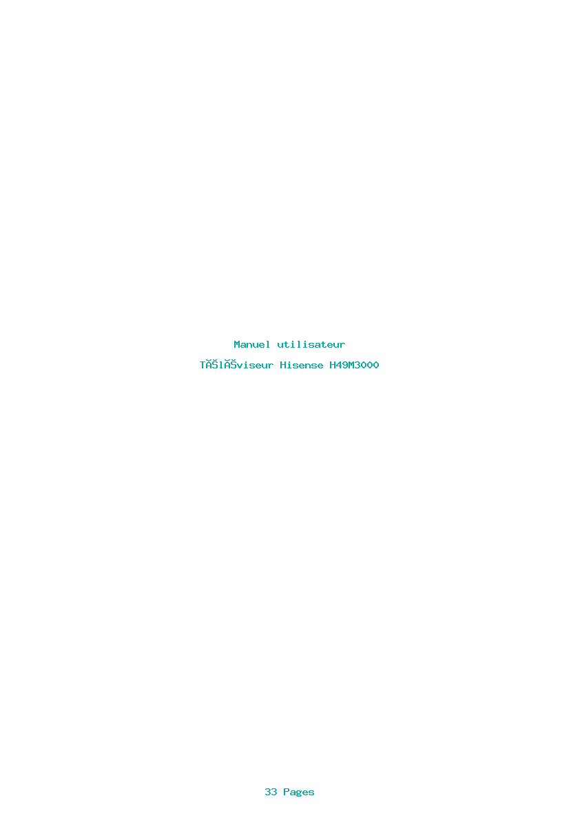 Page 1 de la notice Manuel utilisateur Hisense H49M3000