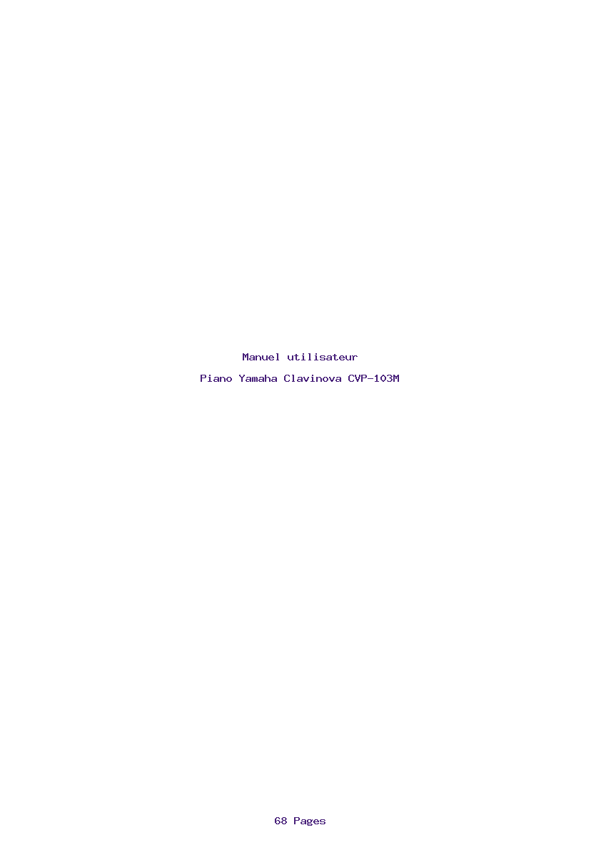 Page 1 de la notice Manuel utilisateur Yamaha Clavinova CVP-103M