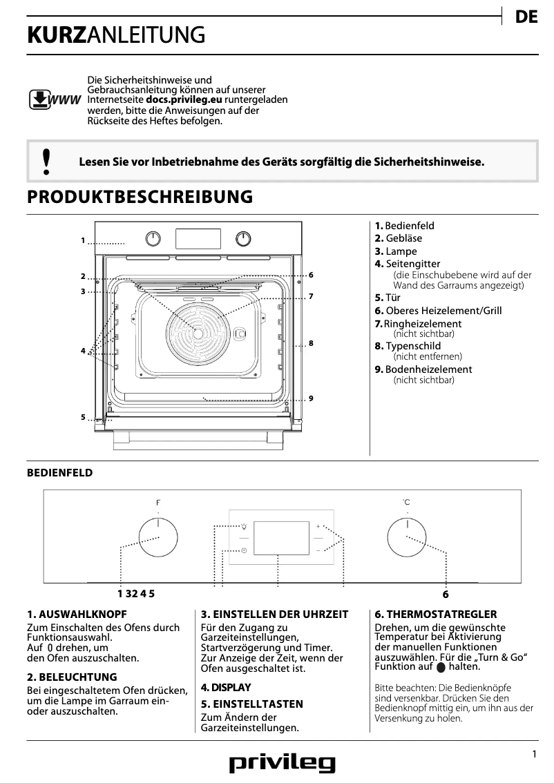 Page 1 de la notice Manuel d'utilisation et d'entretien Privileg PBWK3 ON8V IN