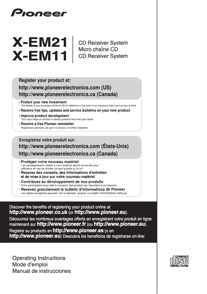 Page 1 de la notice Manuel utilisateur Pioneer X-EM21
