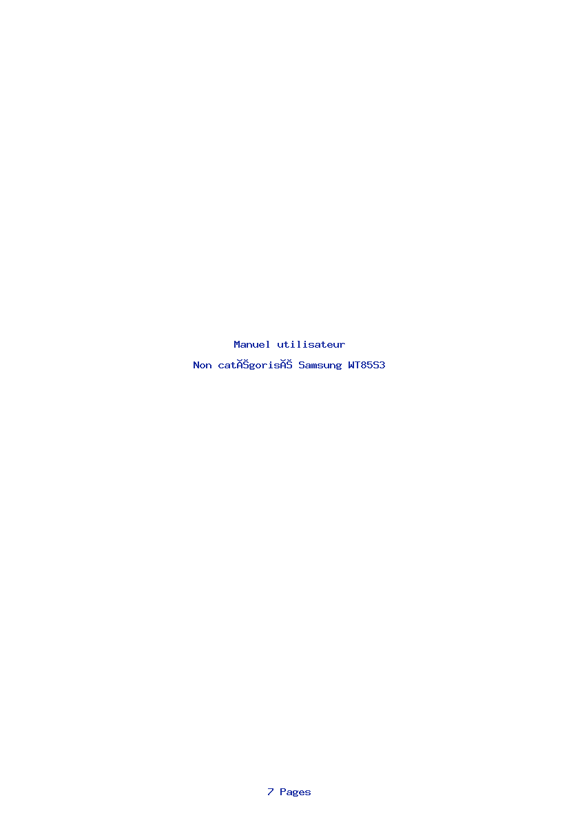 Image de la première page du manuel de l'appareil WT85S3