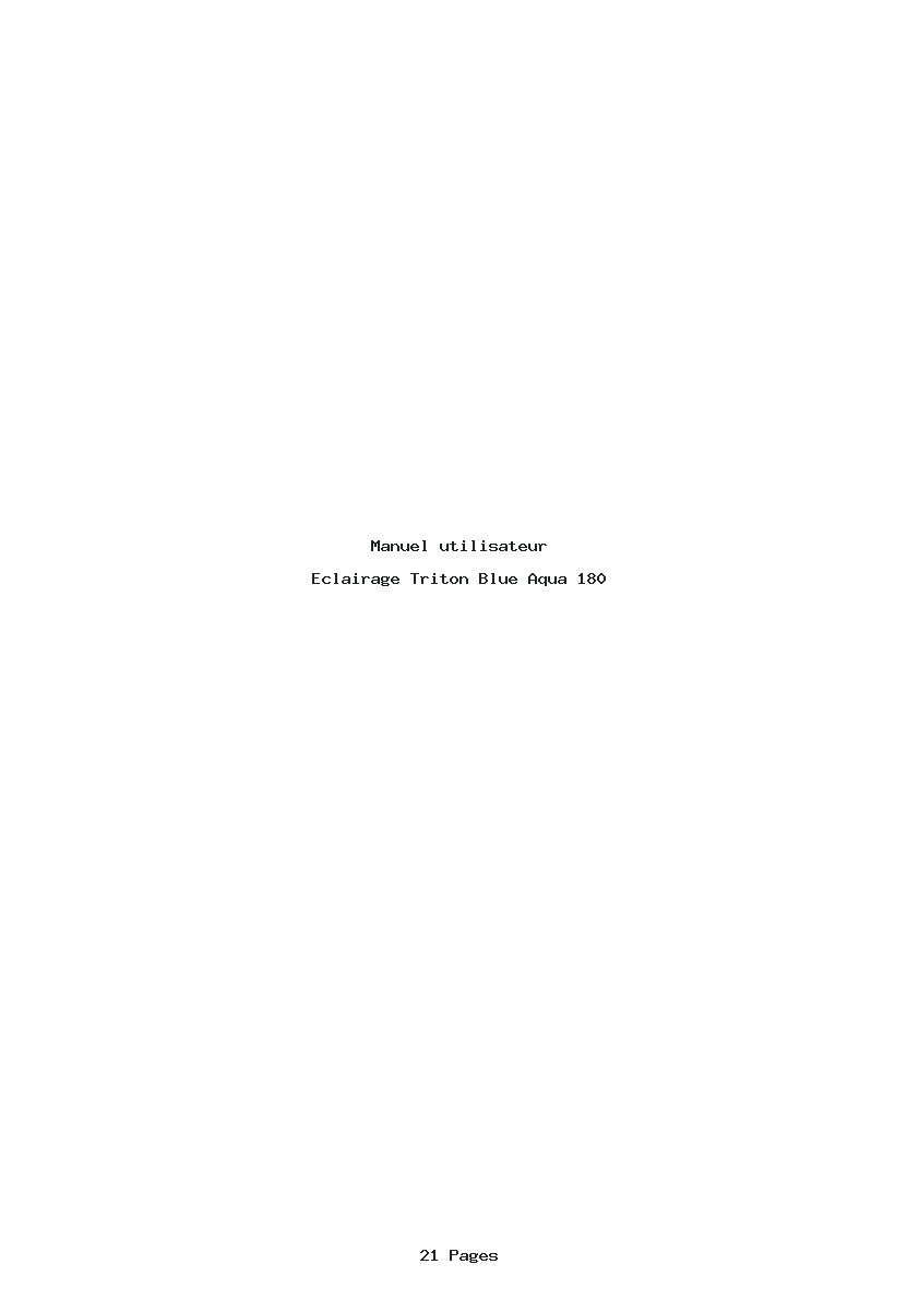Page 1 de la notice Manuel utilisateur Triton Blue Aqua 180