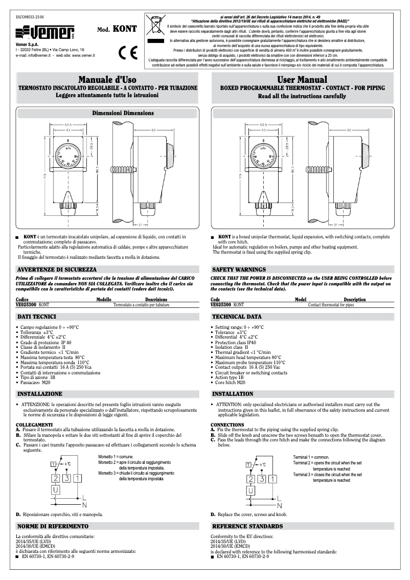 Page 1 de la notice Manuel utilisateur Vemer Kont