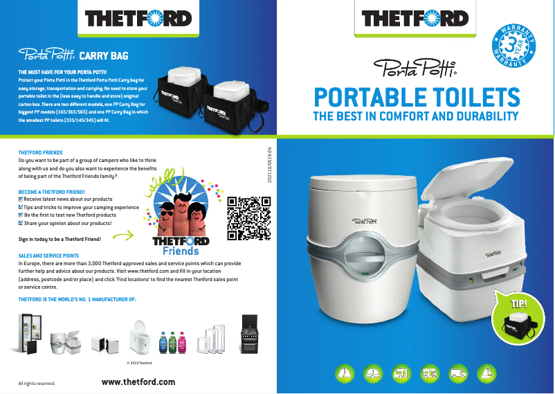 Page 1 de la notice Brochure Thetford Porta Potti 165