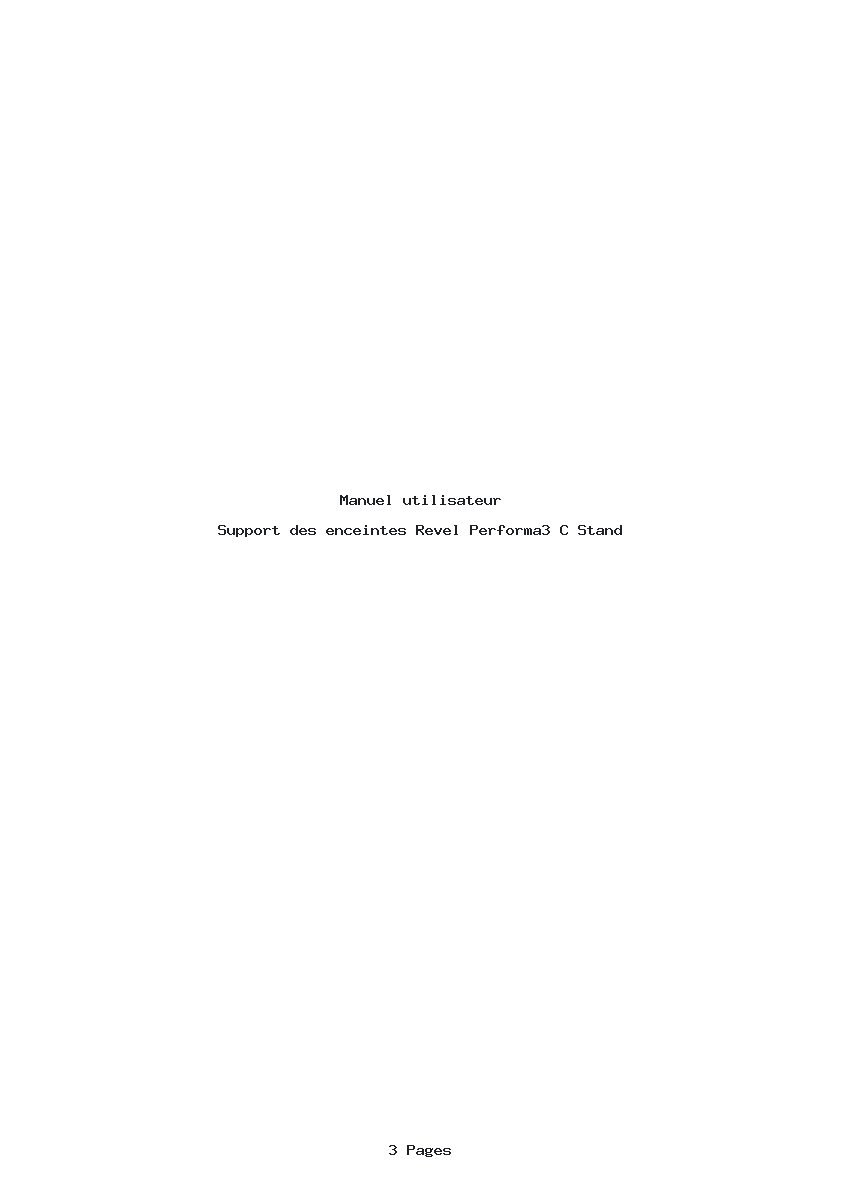 Page 1 de la notice Manuel utilisateur Revel Performa3 C Stand