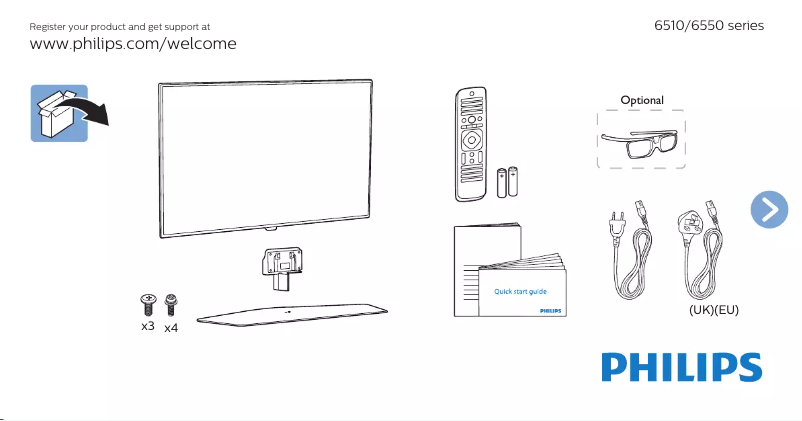 Page n°1 - Guide de démarrage rapide Philips 40PFT6510