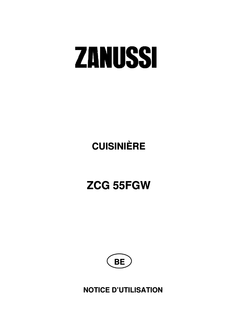 Page 1 de la notice Manuel utilisateur Zanussi ZCG 55 FGW-1