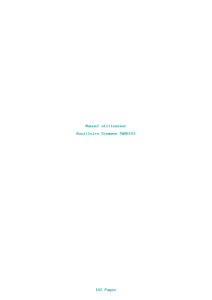 Page 1 de la notice Manuel utilisateur Siemens TW86103