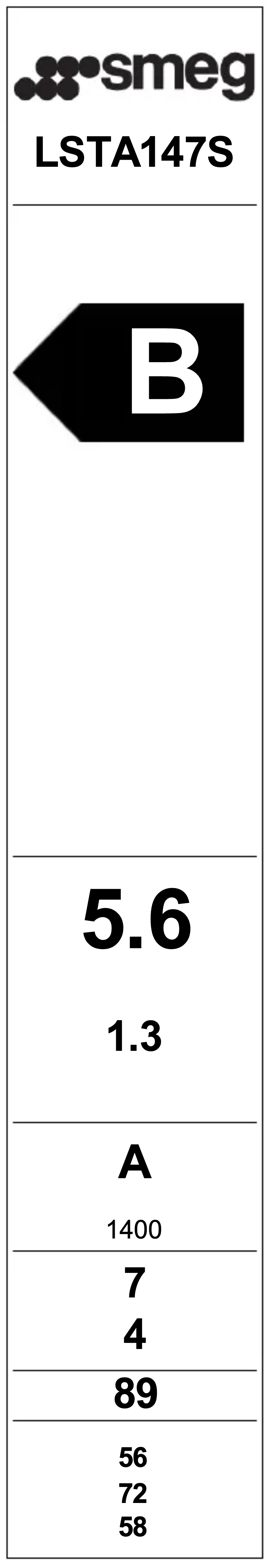 Page 1 de la notice Label énergétique Smeg LSTA147S