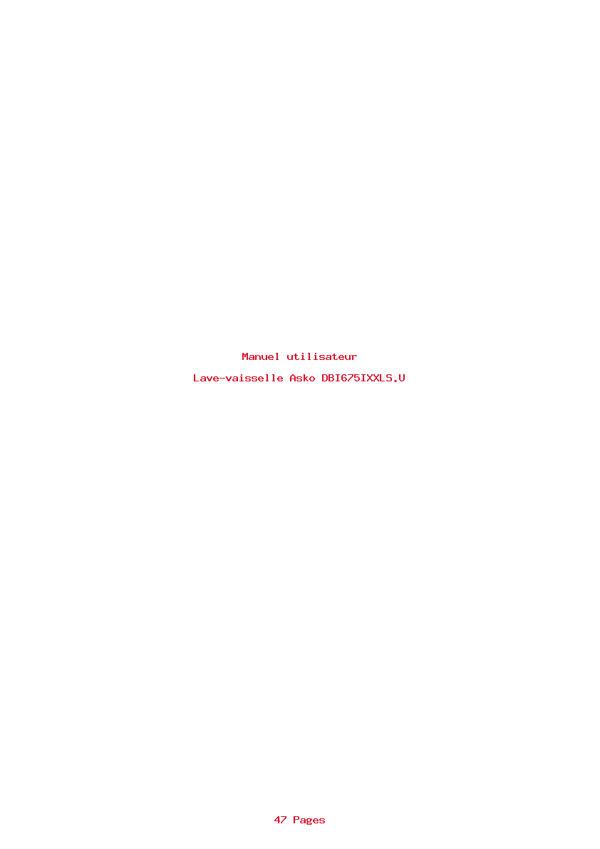 Page 1 de la notice Manuel utilisateur Asko DBI675IXXLS.U