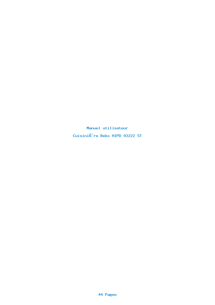 Page 1 de la notice Manuel utilisateur Beko HIPD 93222 ST