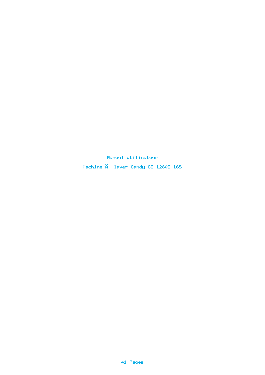Page 1 de la notice Manuel utilisateur Candy GO 1280D-16S