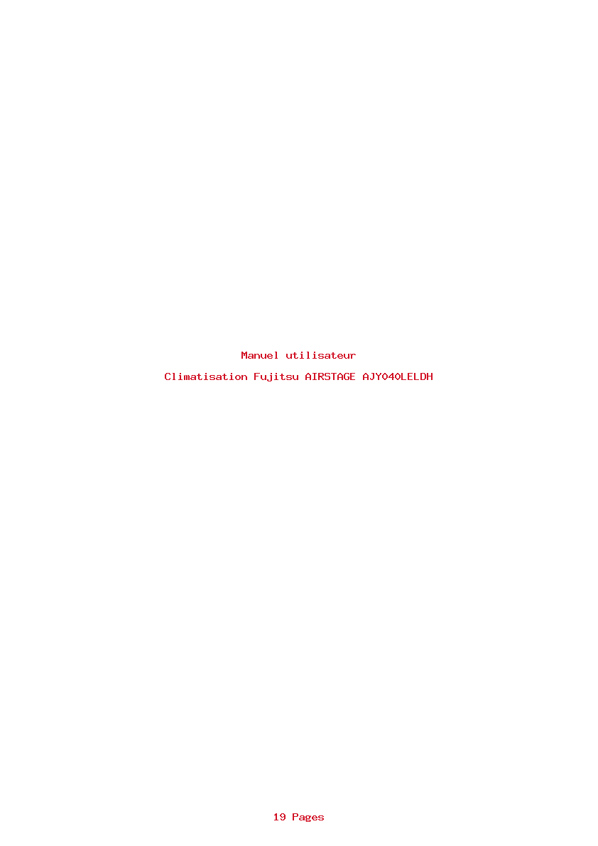Page 1 de la notice Manuel utilisateur Fujitsu AIRSTAGE AJY040LELDH