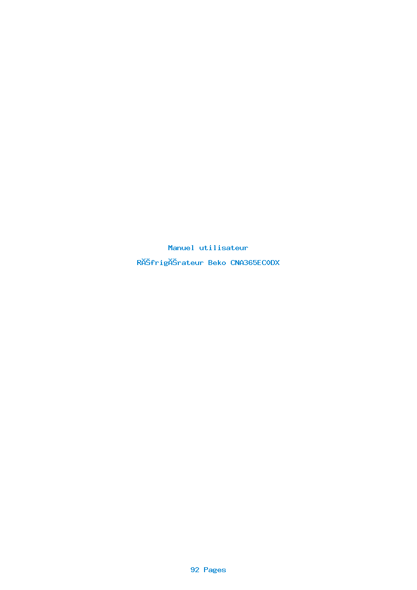 Page 1 de la notice Manuel utilisateur Beko CNA365EC0DX