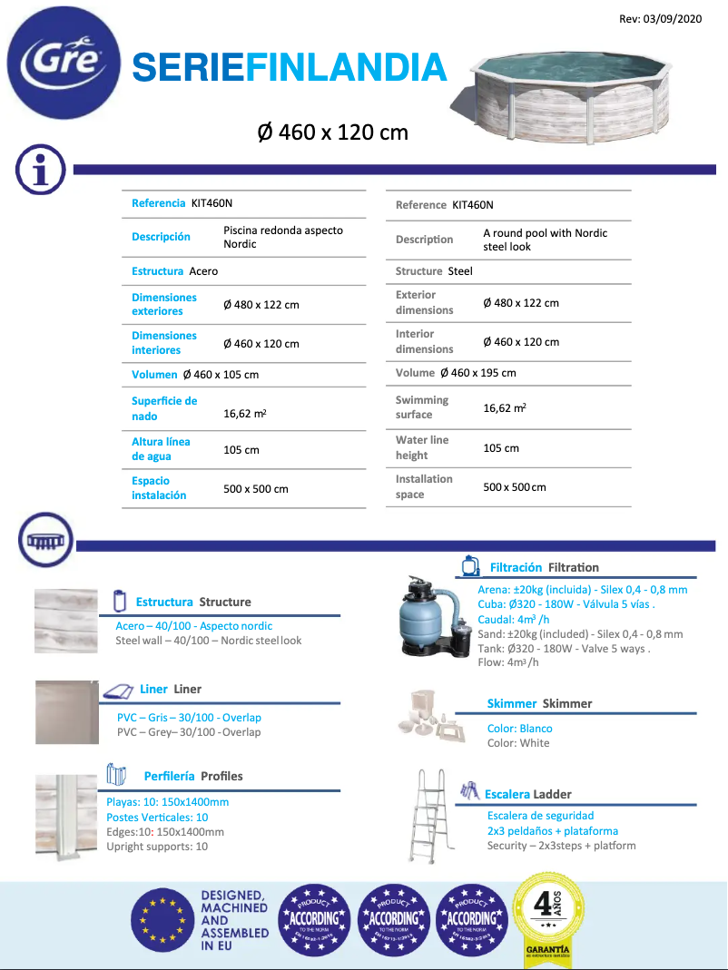 Page 1 de la notice Fiche technique Gre KIT460N
