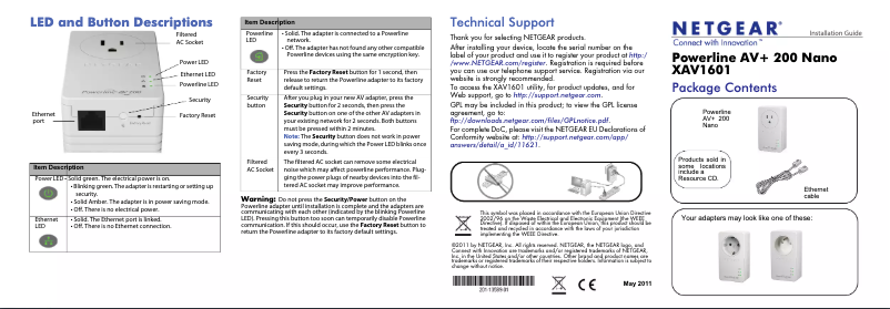Page 1 de la notice Guide d'installation Netgear XAV1601