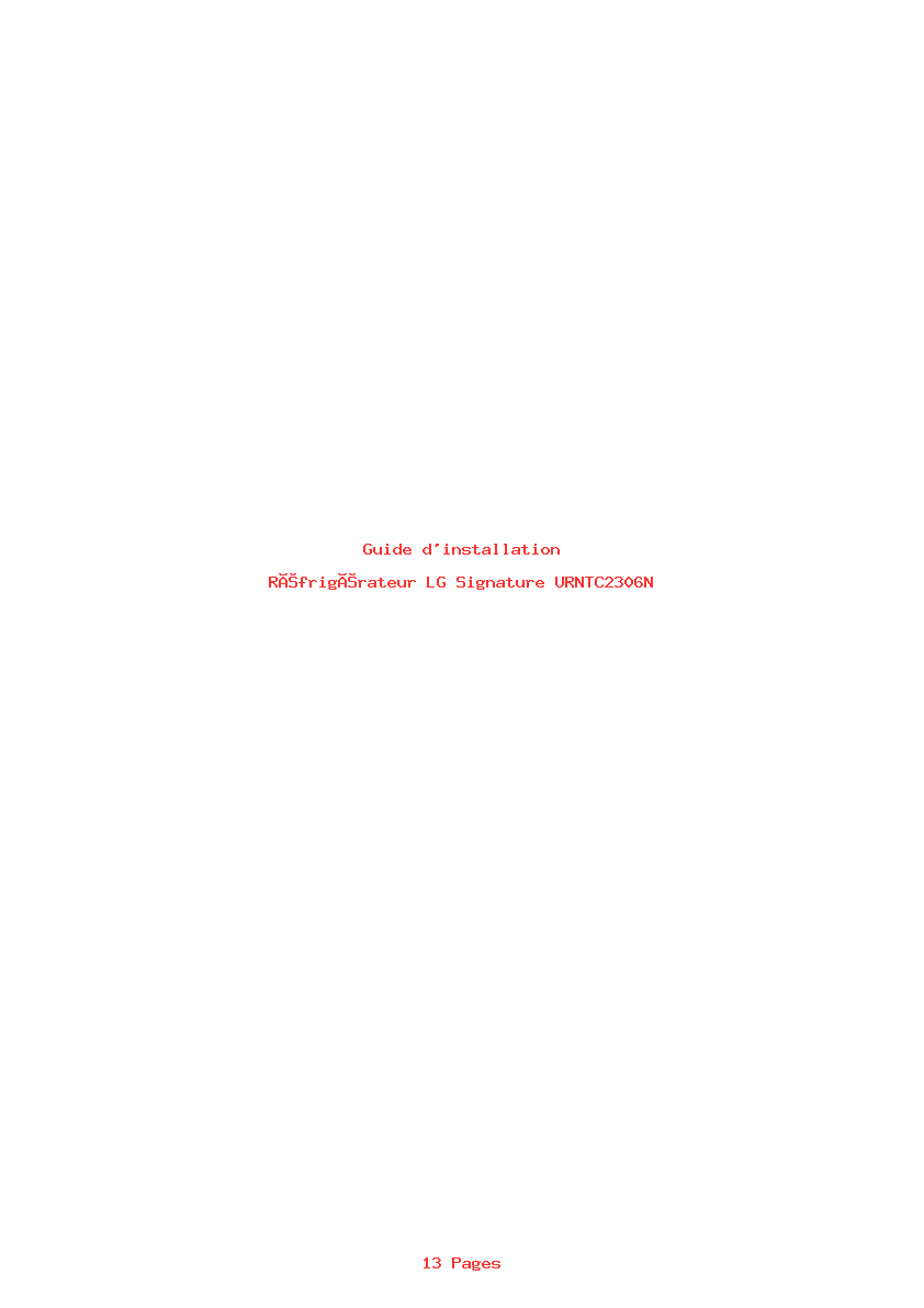 Page 1 de la notice Guide d'installation LG Signature URNTC2306N