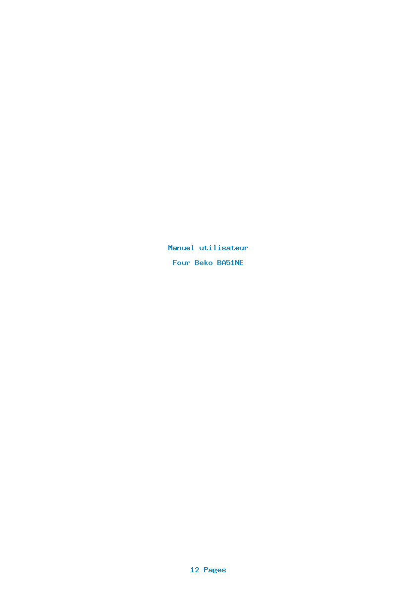 Page 1 de la notice Manuel utilisateur Beko BA51NE