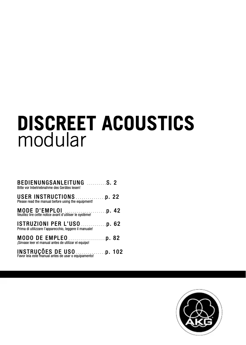 Page 1 de la notice Manuel utilisateur AKG CK80