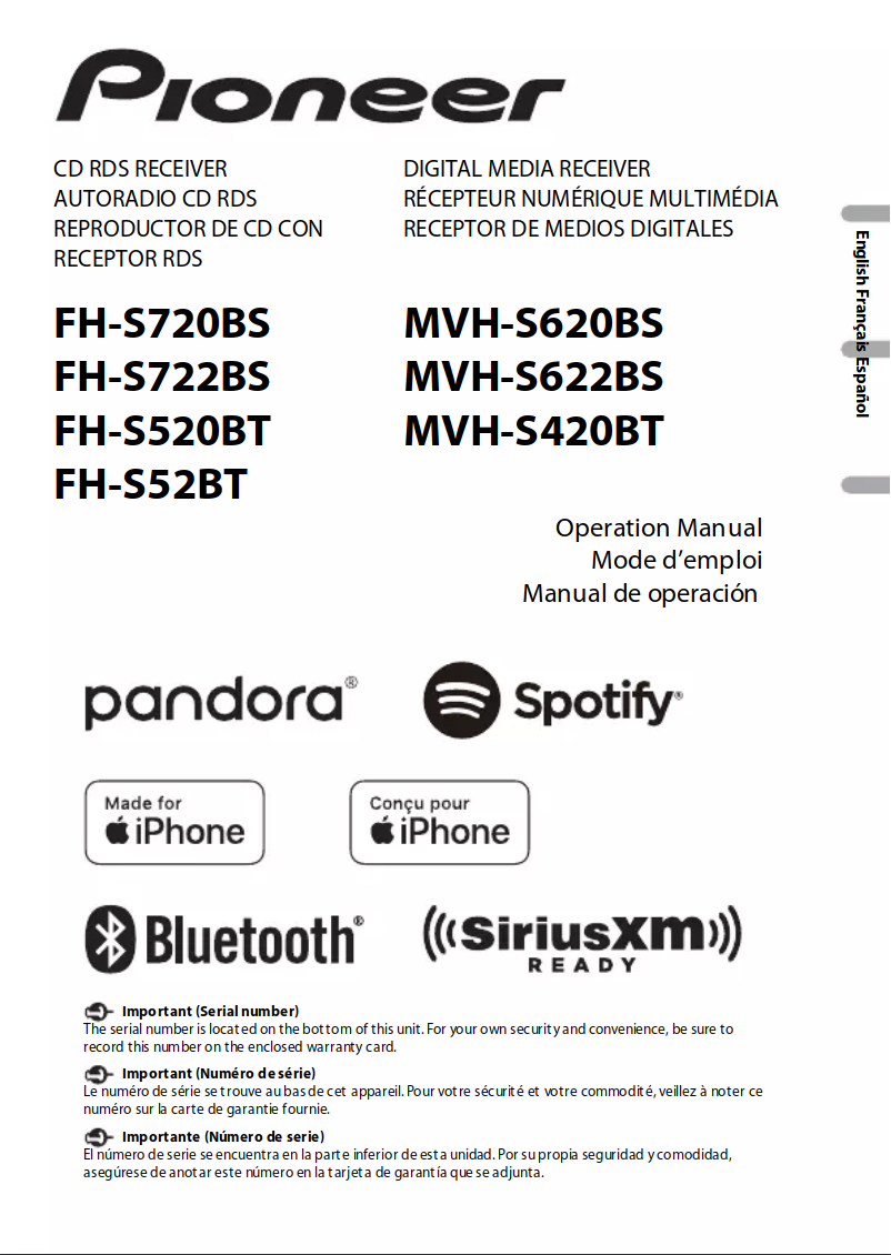 Image de la première page du manuel de l'appareil MVH-S420BT