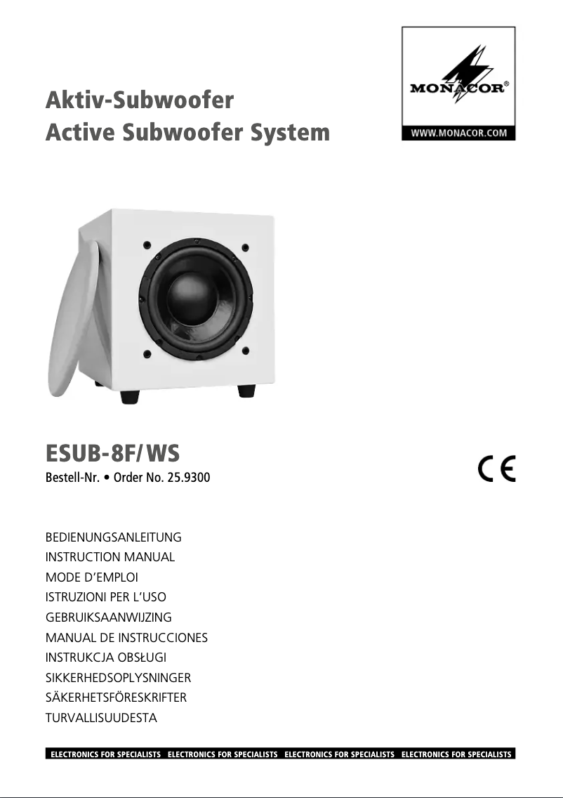 Page 1 of the manual User Manual Monacor ESUB-8F/WS