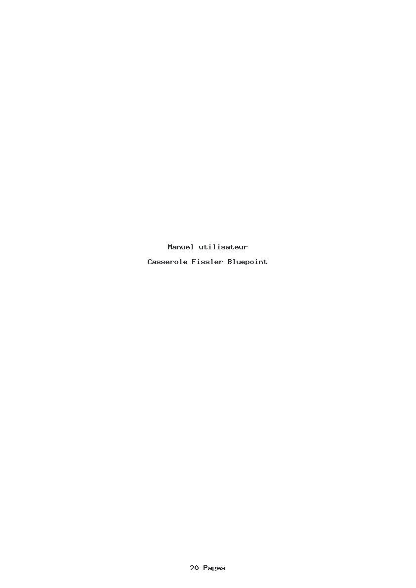 Page 1 de la notice Manuel utilisateur Fissler Bluepoint