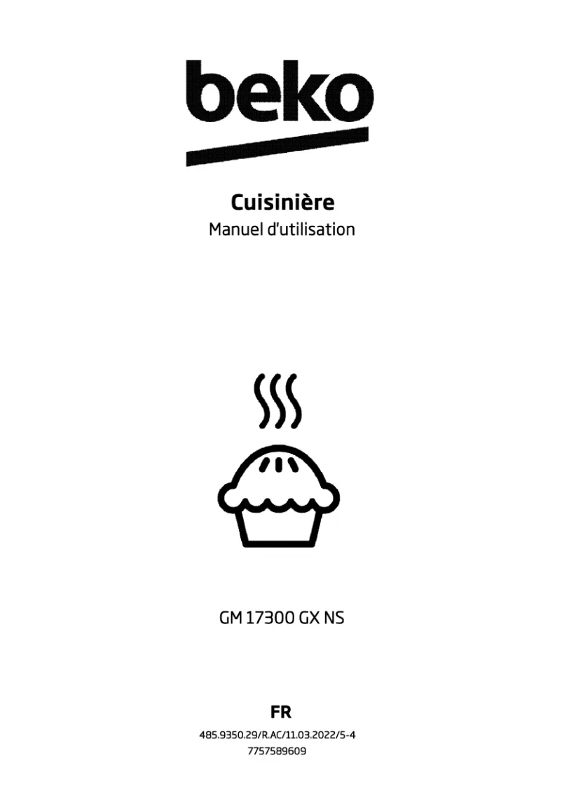 Page 1 de la notice Manuel utilisateur Beko GM 17300 GX NS