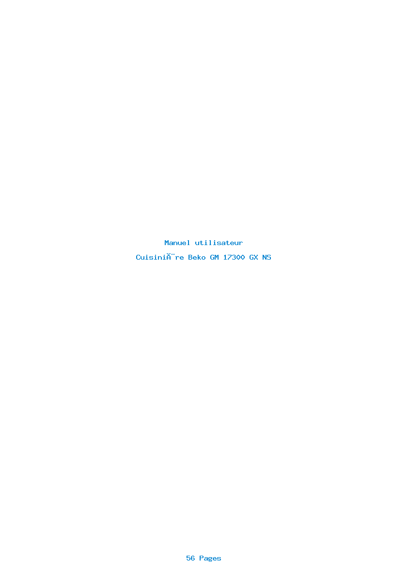 Page 1 de la notice Manuel utilisateur Beko GM 17300 GX NS
