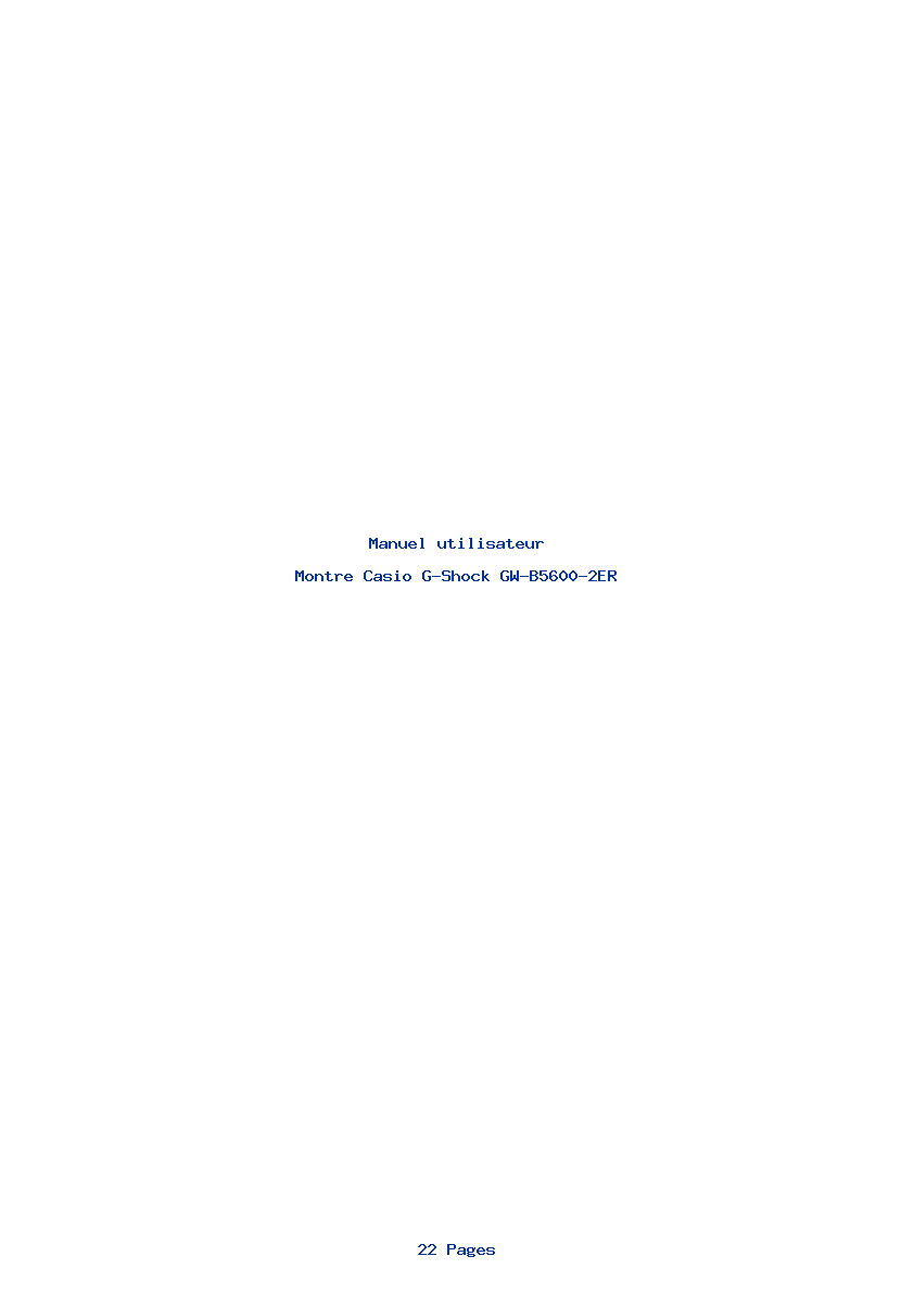 Page 1 de la notice Manuel utilisateur Casio G-Shock GW-B5600-2ER