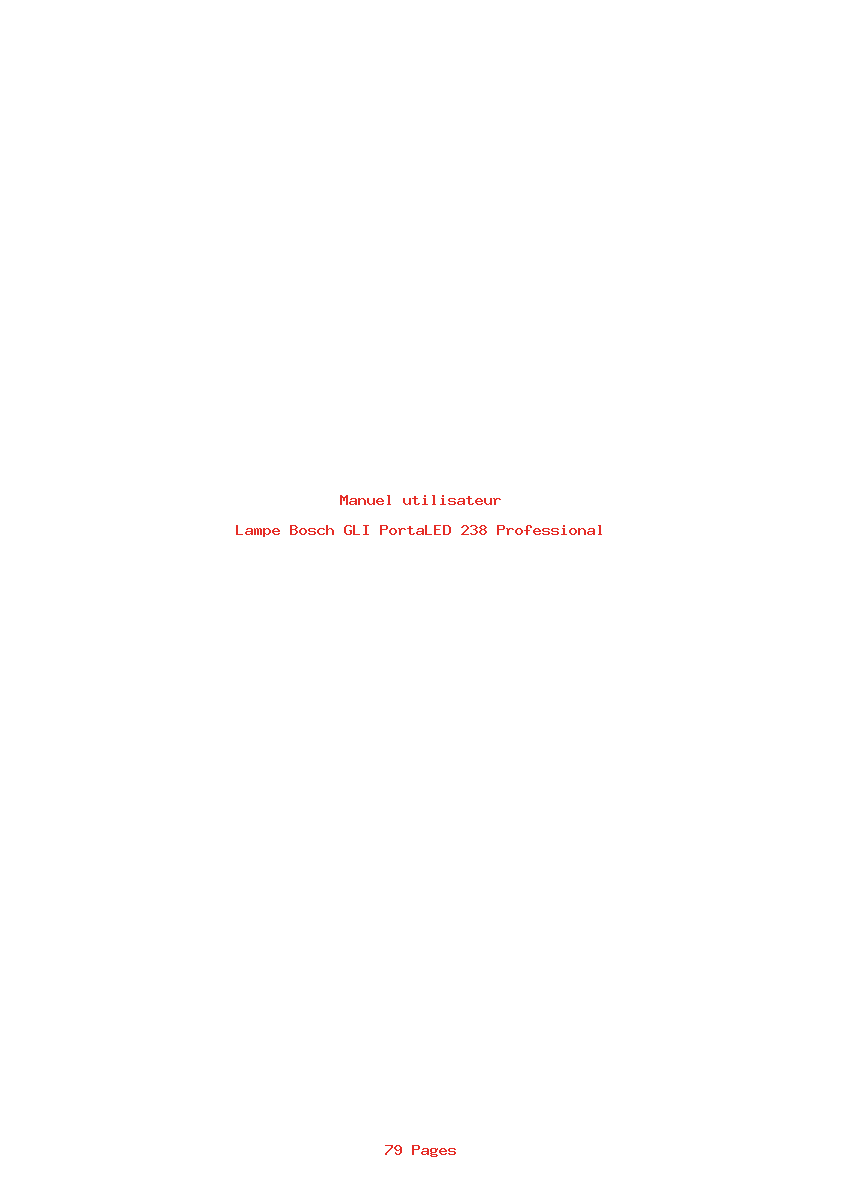Page 1 de la notice Manuel utilisateur Bosch GLI PortaLED 238 Professional