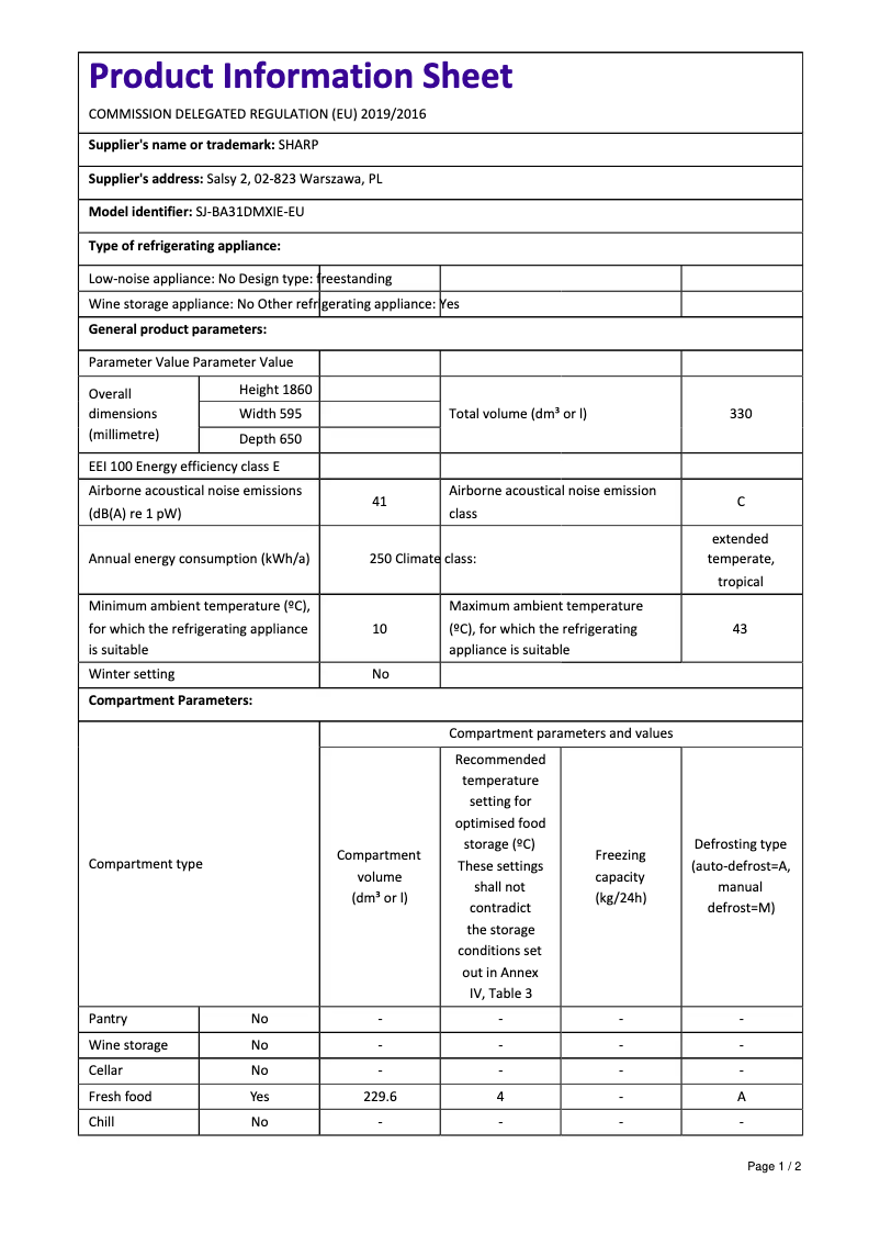 Image de la première page du manuel de l'appareil SJ-BA31DMXIE-EU