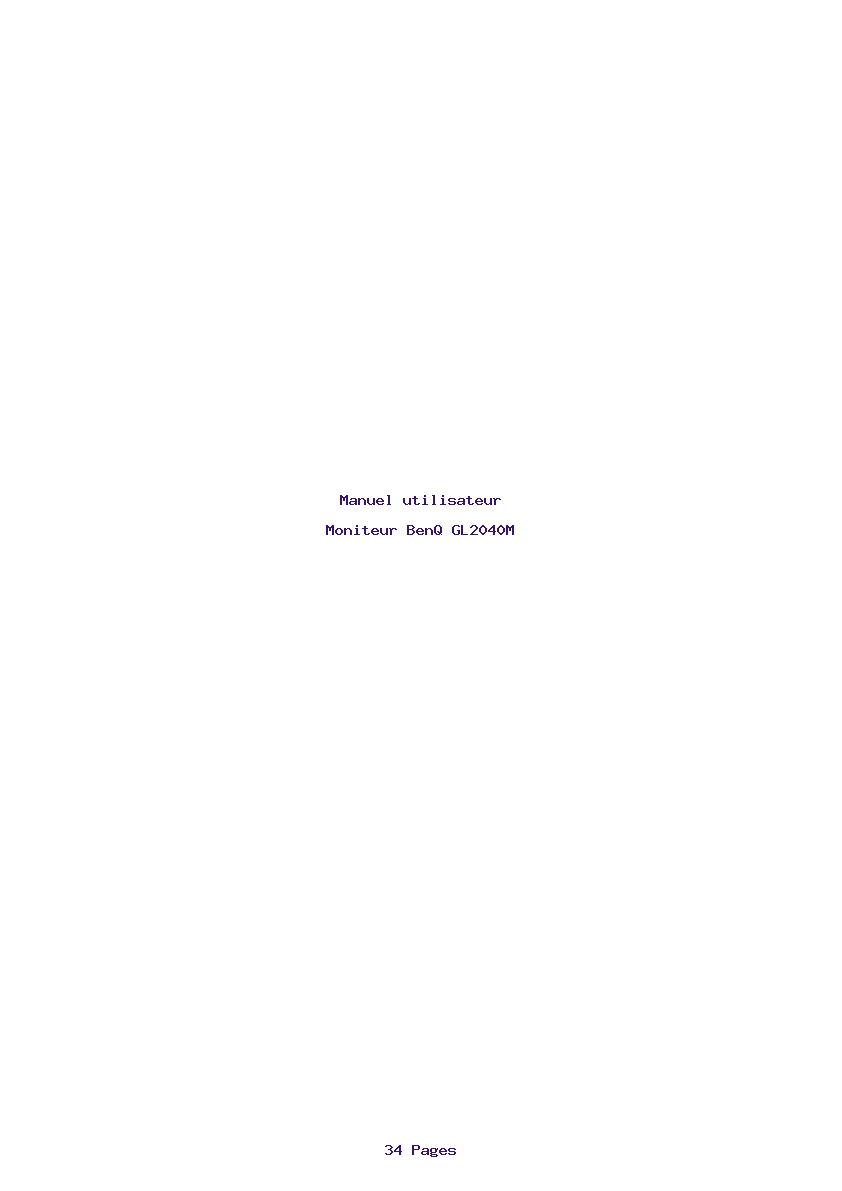 Page 1 de la notice Manuel utilisateur BenQ GL2040M