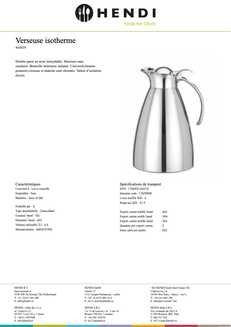 Page 1 de la notice Fiche technique Fine Dine 445822