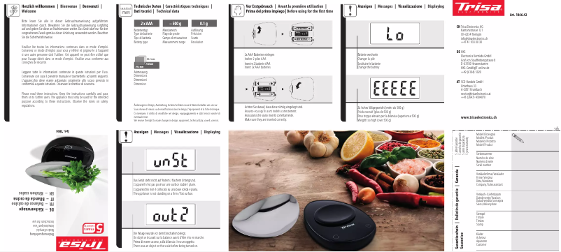 Page 1 de la notice Manuel utilisateur Trisa Flavour Scale 1866.42