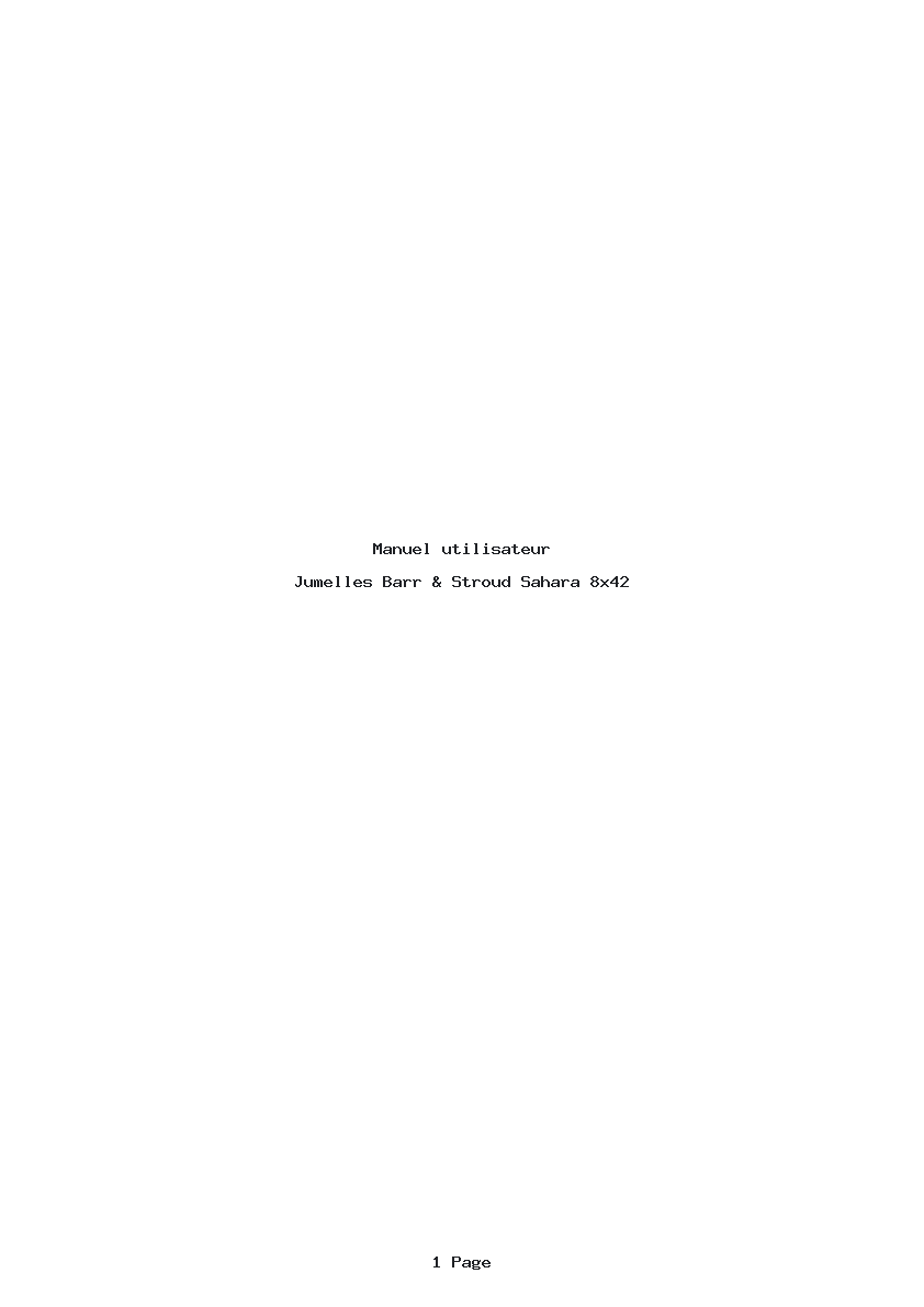 Page 1 de la notice Manuel utilisateur Barr & Stroud Sahara 8x42