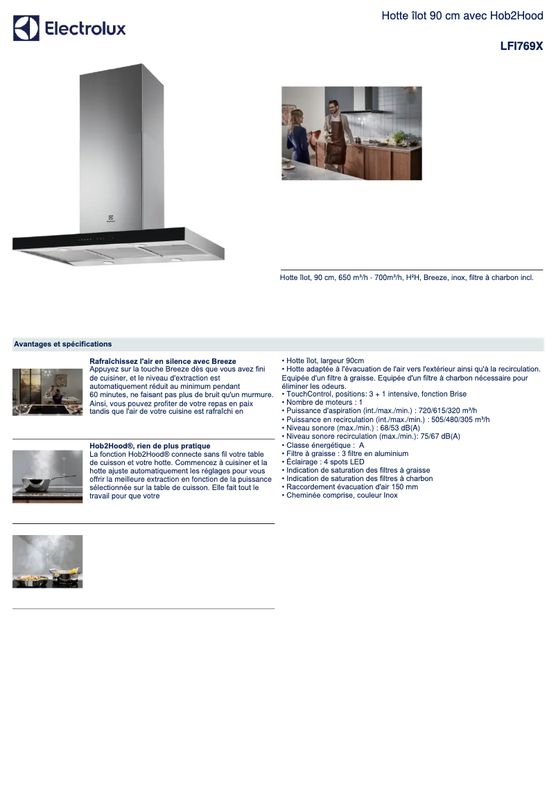 Página 1 del manual Ficha técnica Electrolux LFI769X