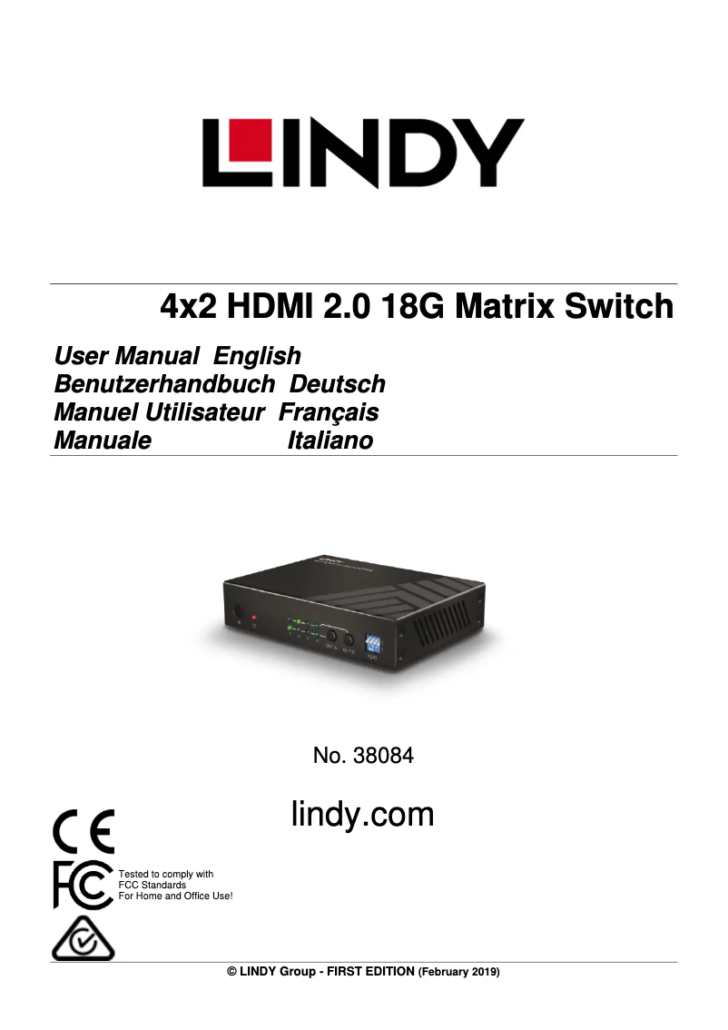 Page 1 de la notice Manuel utilisateur Lindy 38084