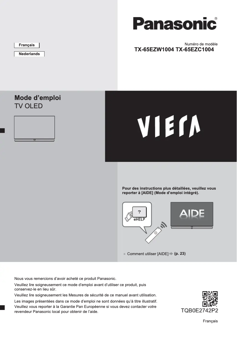 Page 1 de la notice Manuel utilisateur Panasonic TX-65EZW1004
