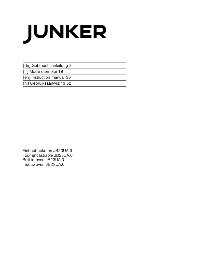 Page 1 de la notice Manuel utilisateur Junker JB23UA50