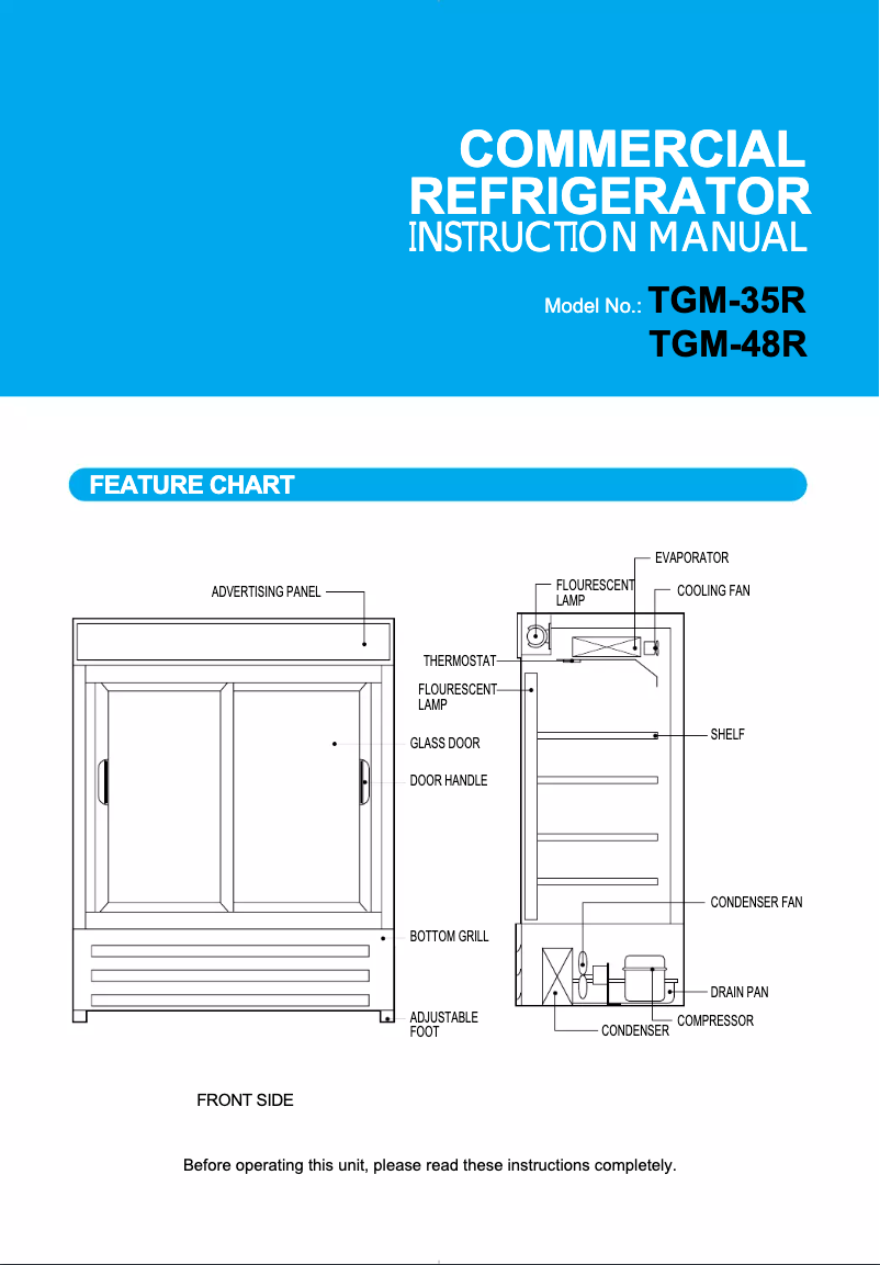 Página 1 del manual Manual de uso y mantenimiento Turbo air TGM-35R