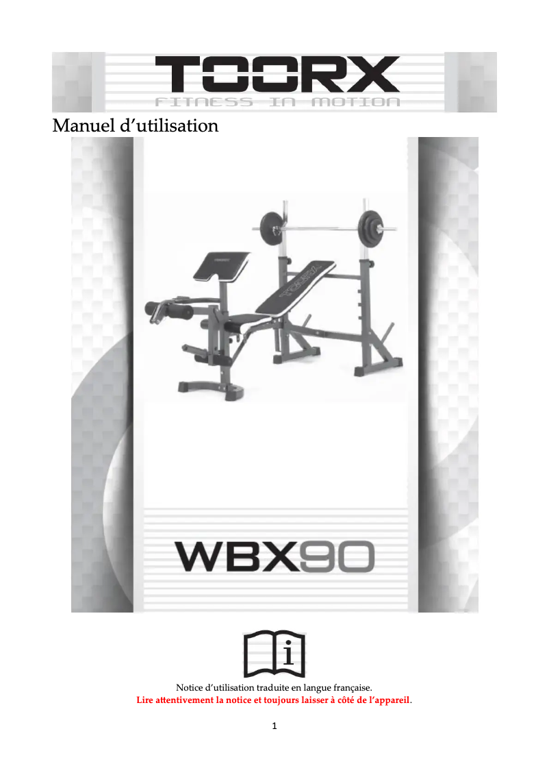 Page 1 of the manual User Manual Toorx WBX-90