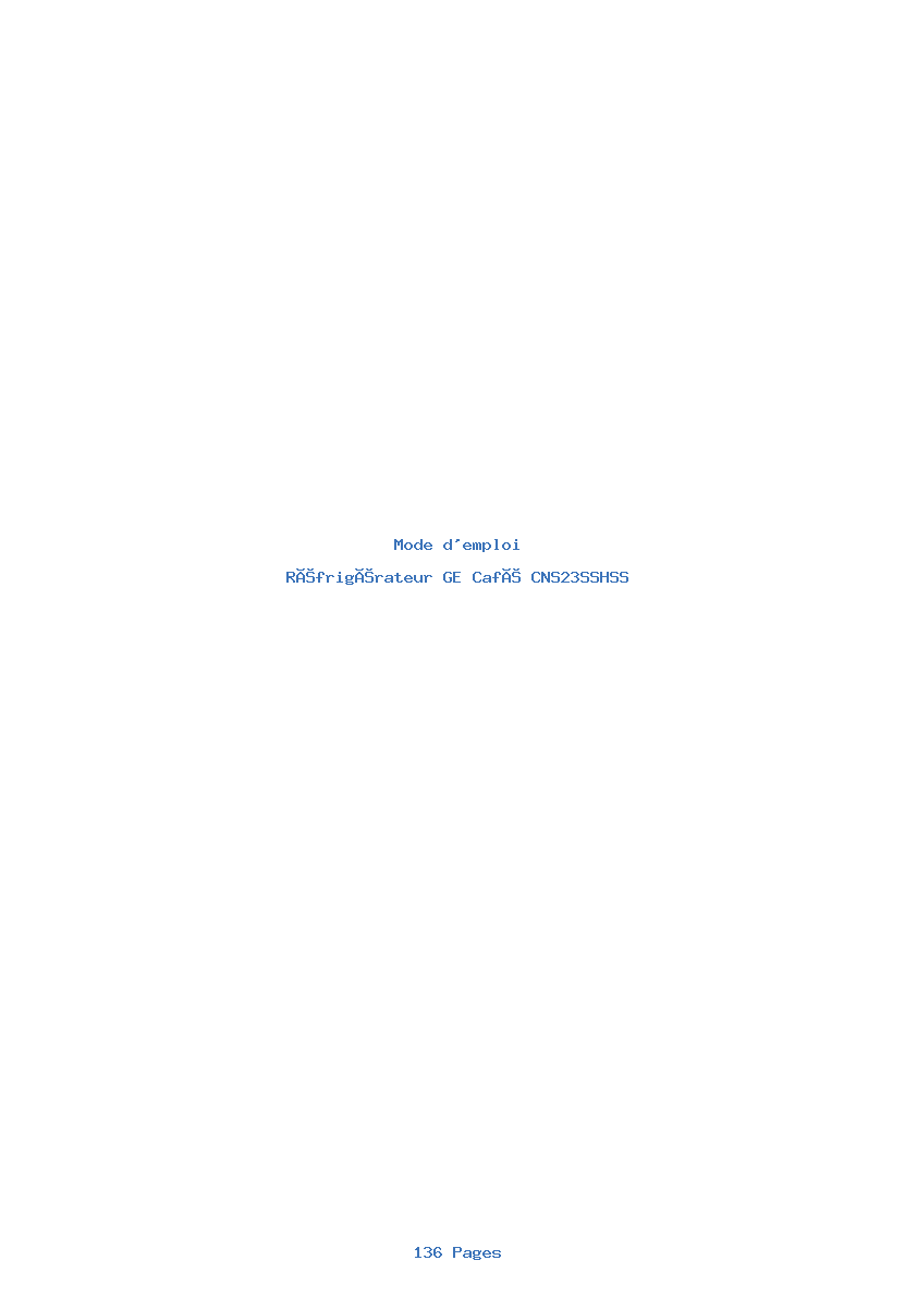 Page 1 de la notice Mode d'emploi GE Café CNS23SSHSS